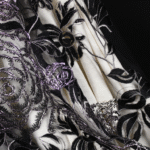 Transparent tulle with floral silver Embroidery