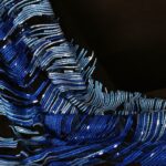 Black tulle with blue Embroidery