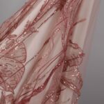 Blush Beige Tulle fabric with floral elegant touch