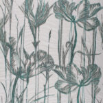 Green and Brown Tulle adorned with floral embroidery
