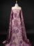Purple tulle adorned with massive floral embroidery - Image 6