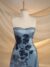 Navy and silver tulle fabric adorned with floral embroidery - Image 6