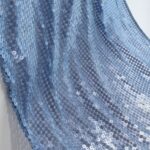 Blue tulle adorned with shiny embroidery