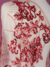 Pomegranate-red Tulle with floral embroidery - Image 3