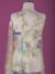 Beige Tulle with light yellow and blue floral embroidery