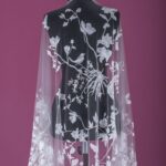 Off white tulle with floral embroidery