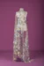 Beige Tulle with light yellow and blue floral embroidery - Image 5