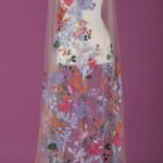 Tulle with multi-colored embroidery