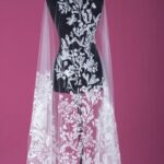 Tulle with off white embroidery