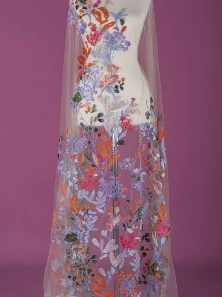 22-3274 Tulle with multi-colored embroidery - Image 1