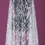 Tulle with radiant off white metallic embroidery