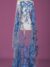 Tulle with soft blue floral embroidery