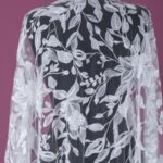 Tulle with soft off white floral embroidery