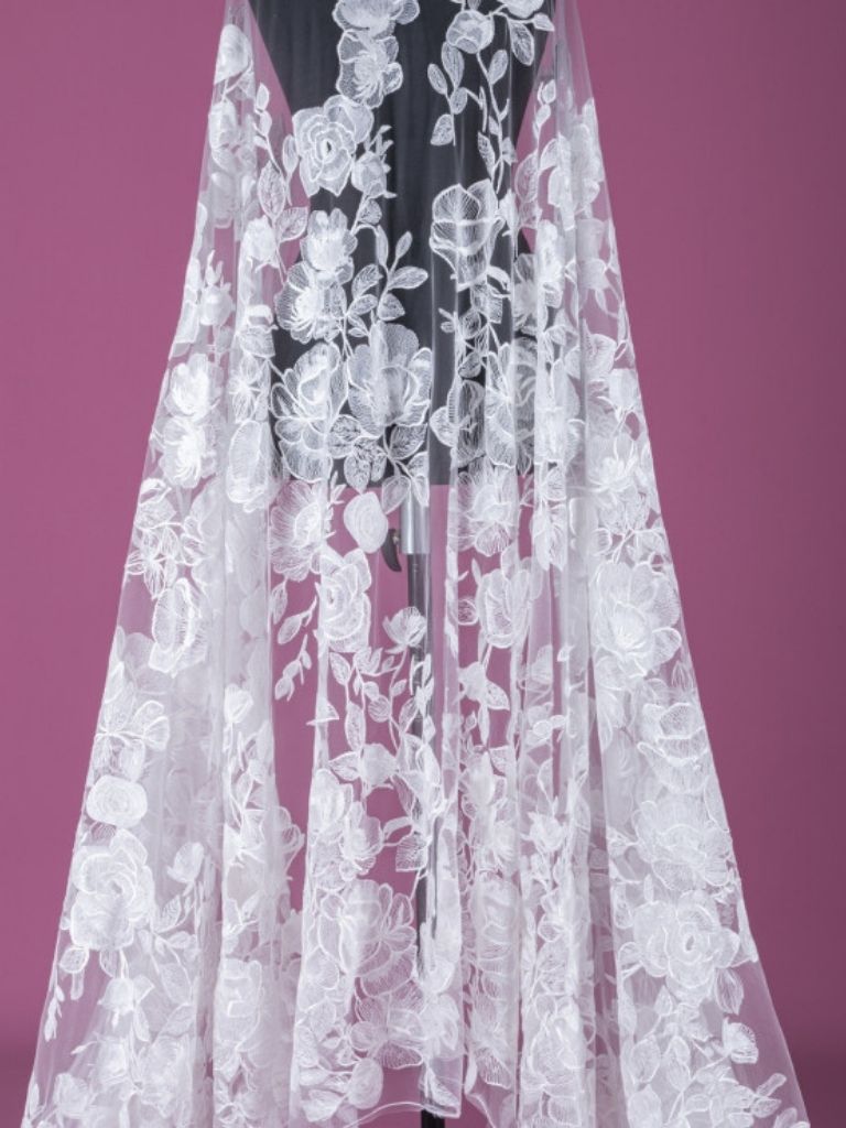 22-3292.01 off white Floral Tulle - Image 1