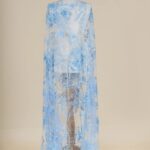 Luxurious Tulle with blue embroidery
