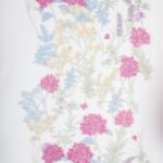 Transparent Vibrant Spectrum Tulle adorned with stunning pink, yellow and purple floral embroidery