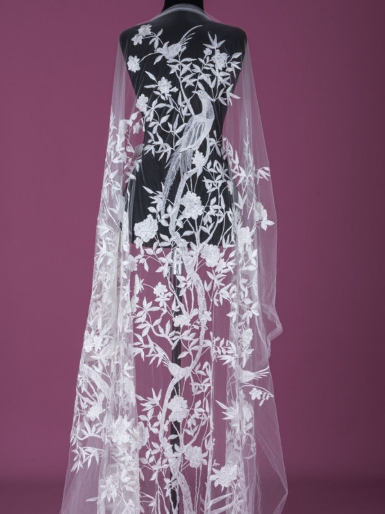 22-3307.01 Enchanted Aviary white Tulle - Image 1
