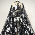 Black Tulle with floral embroidery, subtle sequins, and beads