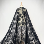 Tulle with large embroidered flowers for a dramatic, eye-catching gown