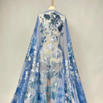 Tulle with sequined flowers for a sparkling, elegant gown