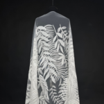 Off White Tulle with sequined leaf patterns for a touch of sparkle and elegance