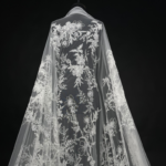 Off White Tulle with floral embroidery and sequins