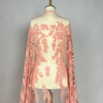 Tulle with embroidered leaves and delicate beads
