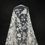 Off White Tulle with floral embroidery and sequins