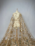 Tulle with golden floral embroidery and sequins