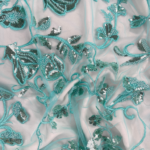 Baby Blue Tulle with intricate embroidery and shimmering sequins