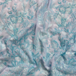 Baby blue Tulle with floral embroidery