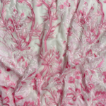Pink Tulle with floral embroidery