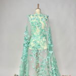 Tulle with 3D flowers and bead centers