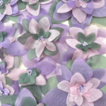 Tulle with multi-layered 3D flowers and bead centers