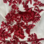 Celestial Red Tulle with Elegant Floral Embroidery
