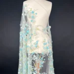 Light Blue Tulle with 3D Floral Accents