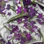 Transparent Tulle with 3D Purple Floral Accents