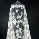 Off White Tulle with Floral Embroidery