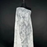 Dual Elegance Lace and Tulle with off white Floral Embroidery