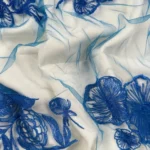 Dual Elegance Lace and Tulle with blue Floral Embroidery