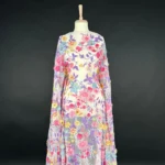 Rainbow Bloom Tulle with Multicolor Embroidery and 3D Flowers