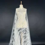 Off White Blossom Tulle with Floral Embroidery