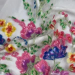 Pink, yellow and blue Luminous Elegance Tulle with Embroidery, Sequins, and Beads