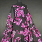 Pink Harmony Tulle with floral embroidery