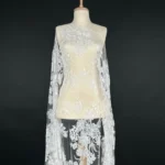 Off White Harmony Tulle adorned with floral embroidery