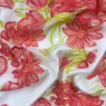 Coral Harmony Tulle with floral embroidery