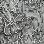 Elegant Tulle with silver floral Embroidery