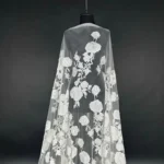 Enchanted off white Floral Tulle with Embroidered Flowers and Subtle Sequins