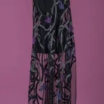 Purple Leaf Tulle adorned with embroidery