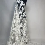 Elegant off white tulle with satin applique